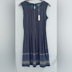 Max Studio NWT Geometric Sheath Midi Dress, Women’s Size Small, Pleated Skirt